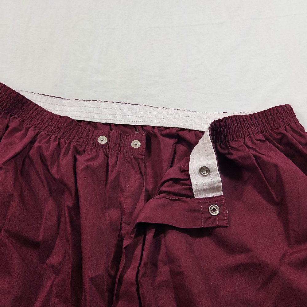 Van Heusen Pjs Pajamas Men's Burgundy Shirt Button Down Long Sleeve Pants Cotton - Picture 7 of 10